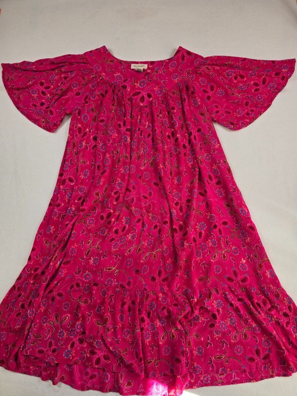 Bechamel Medium Pink Floral Crinkle Lounge House Dress